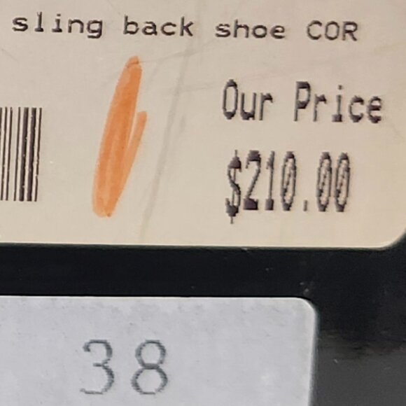 Laura Ferri Women's Red Coral Leather Slingback Sandal W/Corked Heel Size 38 - Picture 5 of 9